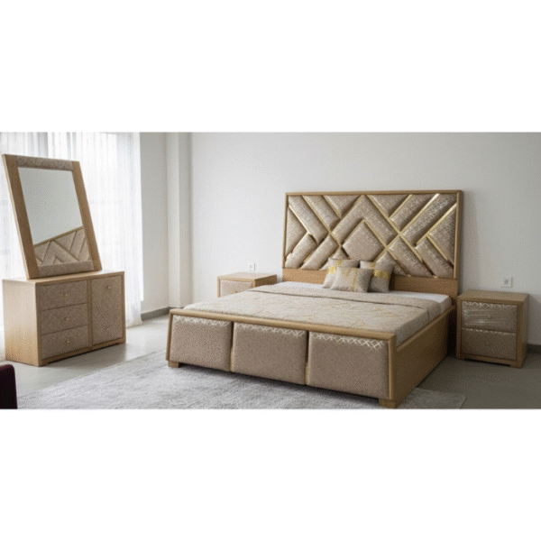 Bed + Side Tables + Dressing (Brass Poshish)